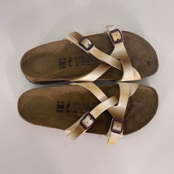 Birkenstock Yellow & Brown Leather Strappy Sandals - Picture 1 of 8